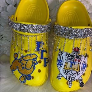 Yellow custom made Sigma gamma Rho crocs